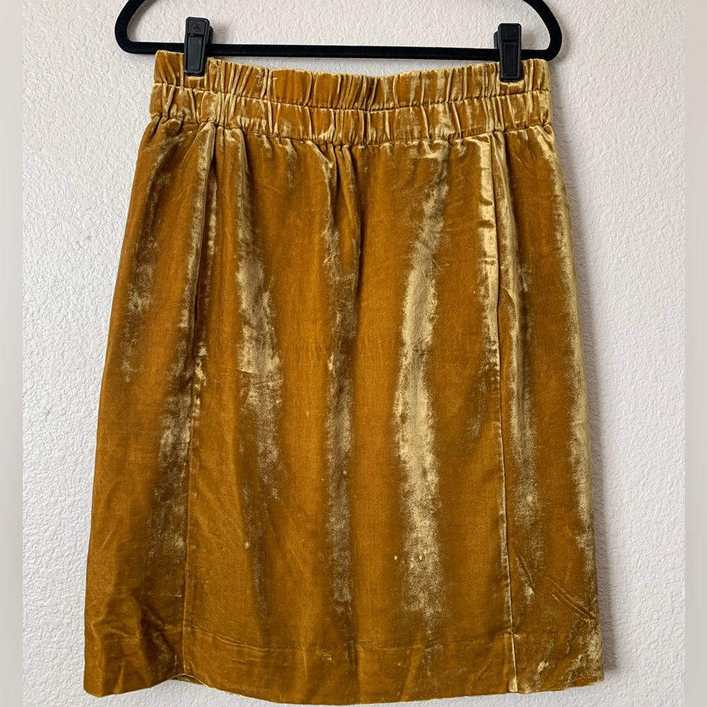 Medium j crew yellow gold velour skirt